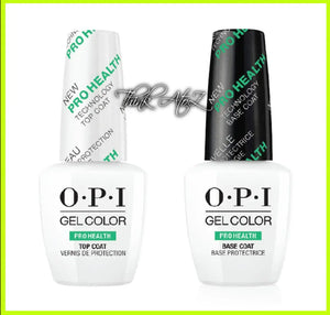 OPI GelColor base coat top coat Prohealth bottles set with white top coat and black base coat caps
