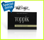 Toppik hairline optimizer comb packaging by ThinkAtoZ with full hair instantly text and special offer label